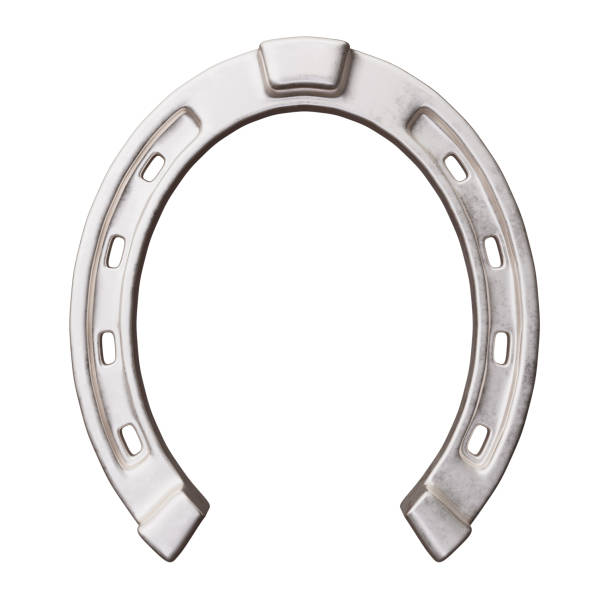 Horseshoe silver isolated on white, talisman good luck and fortune symbol, 3d render