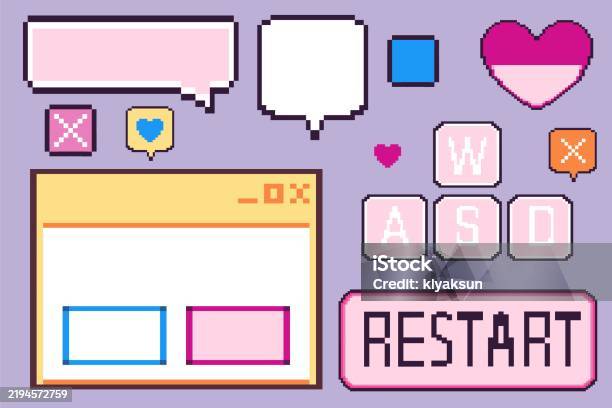 Retro Software User Interface Elements Set Stock Illustration ...