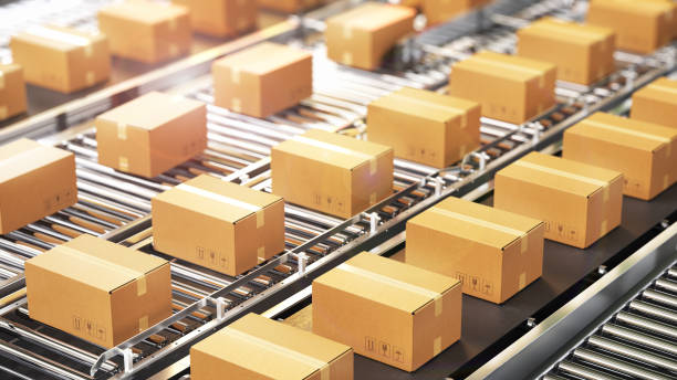 istock Conveyor in the warehouse. 3d illustration 2194578118