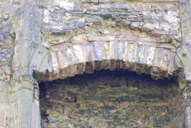 Old fireplaces within an old castle Merthyr Mawr South Wales UK