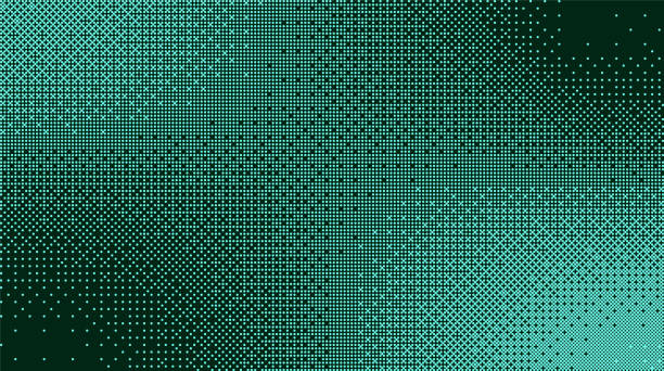 illustrations, cliparts, dessins animés et icônes de texture dégradée bitmap pixélisée. pixel art rétro, motif de tramage vert, fond 8 bits. illustration vectorielle - pixellisation