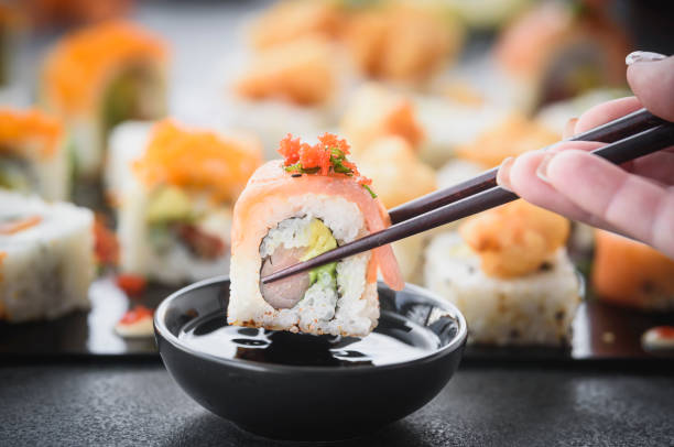 istock Served fresh and colorful sushi 2194588942