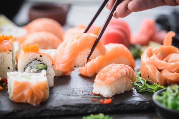 istock Served fresh and colorful sushi 2194589027