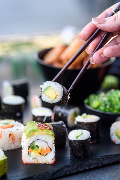 istock Served fresh and colorful sushi 2194589087