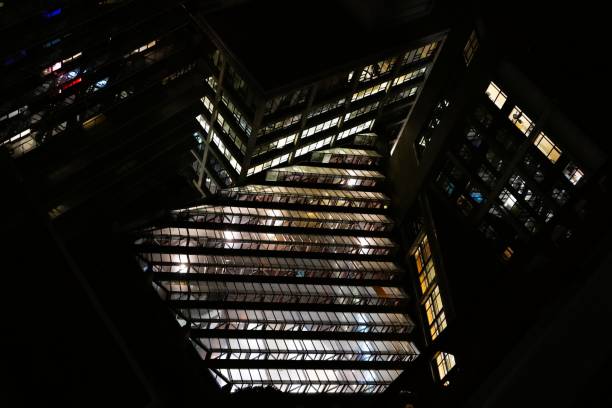 Down View building lights stock photo