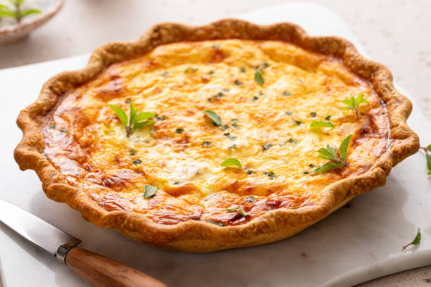 istock Salmon and cheese quiche freshly baked for breakfast 2194599281