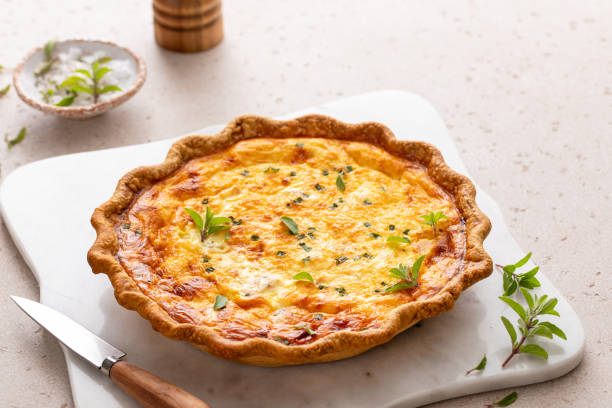 istock Salmon and cheese quiche freshly baked for breakfast 2194599283