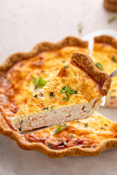 istock Salmon and cheese quiche freshly baked for breakfast 2194599295