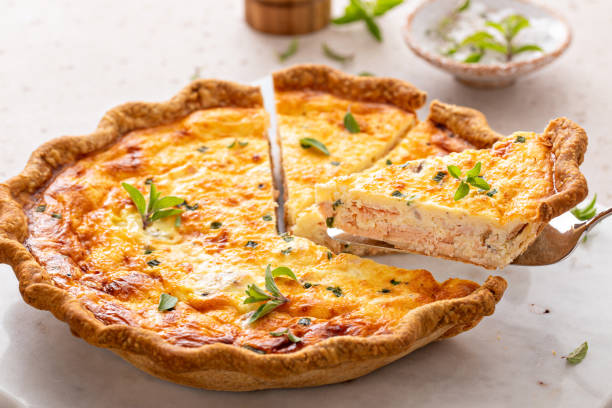 istock Salmon and cheese quiche freshly baked for breakfast 2194599301