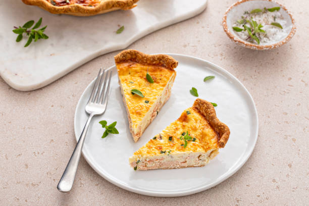 istock Salmon and cheese quiche freshly baked for breakfast 2194599318