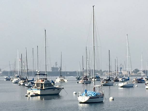 Popular style powerboat from the 70-80's still used alot today sits comfortably in Marina Del Rey's harbor basin D