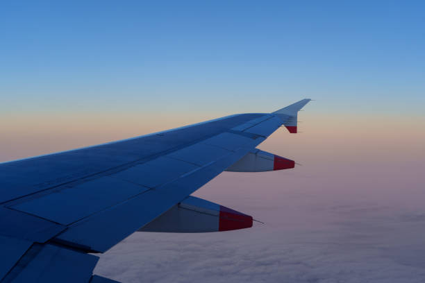 istock An airplane wing - view from the window. 2194617594