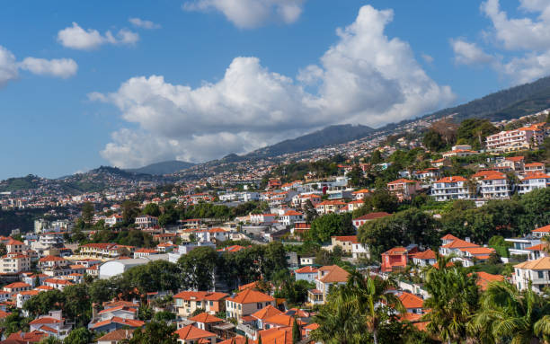View of a city built on a hillside – Funchal, Madeira, Portugal, Europe.