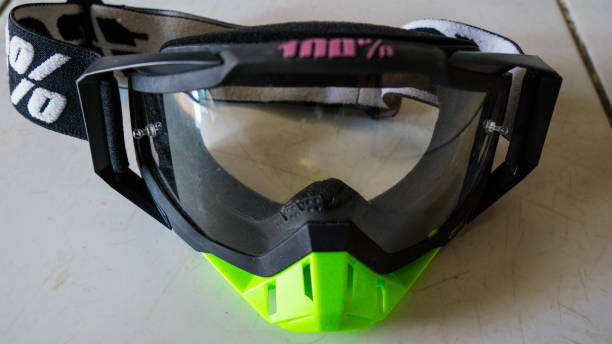 istock Motocross Goggles with Clear Lens and Green Frame 2194618873