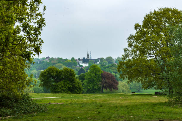 istock Scenic View of Hampstead Heath with Lush Trees and Distant Building 2194623327