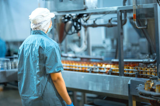 istock Inspector checking automated machinery in food production facility Focus on quality control safety and workflow efficiency. Worker overseeing food packaging machinery in a modern manufacturing plant. 2194629228