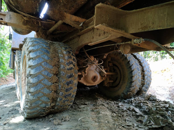 istock Muddy Truck Tires on a Dirt Road 2194632963