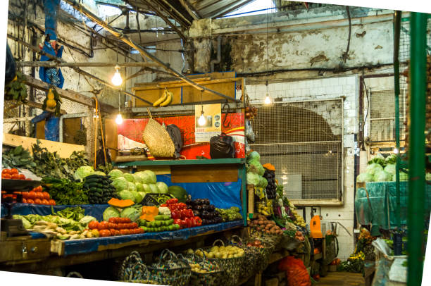 A open air market on a city street