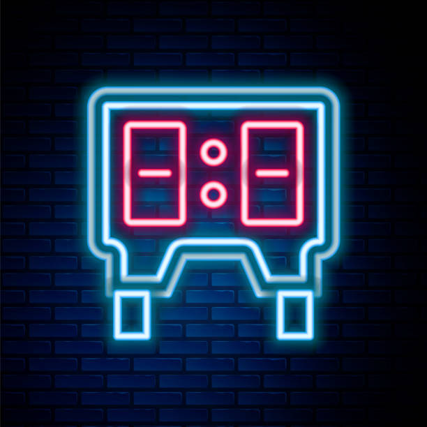 Glowing neon line Sport baseball mechanical scoreboard and result display icon isolated on brick wall background. Colorful outline concept. Vector Glowing neon line Sport baseball mechanical scoreboard and result display icon isolated on brick wall background. Colorful outline concept. Vector. baseball-scorecard stock illustrations