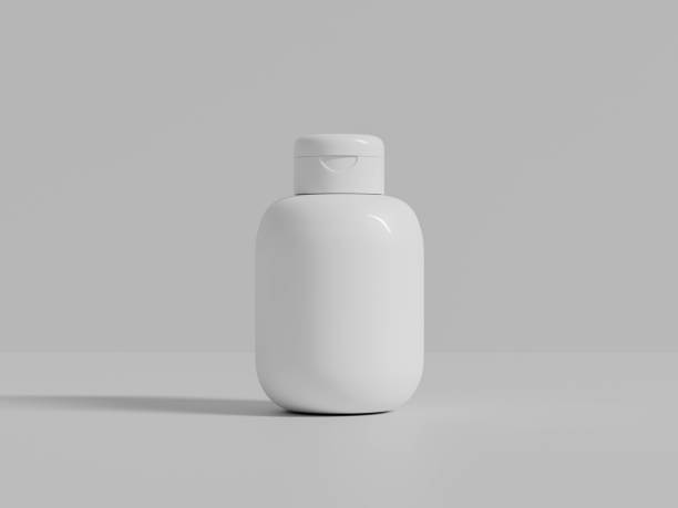istock small plastic bottle mockup, front view cylindrical water bottle packaging, short liquid skincare and cosmetic bottle, personal care product tube packaging, flip cap round shape liquid container 2194654308