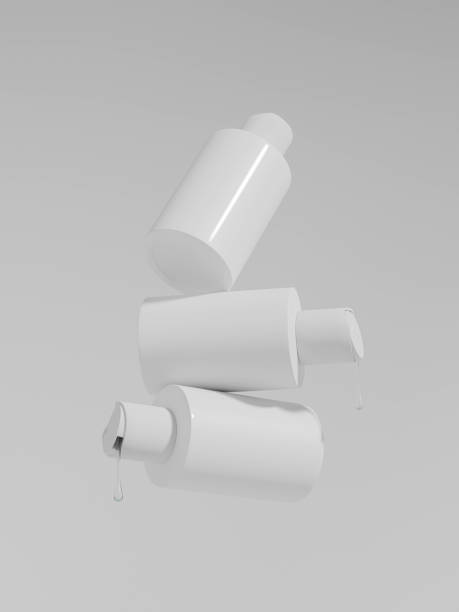 istock disk top flip cap cosmetic bottle mockup, cylindrical sqeeuze bottle packaging, small liquid skincare and cosmetic bottle, personal care product tube packaging, round shape PET plastic container 2194654337