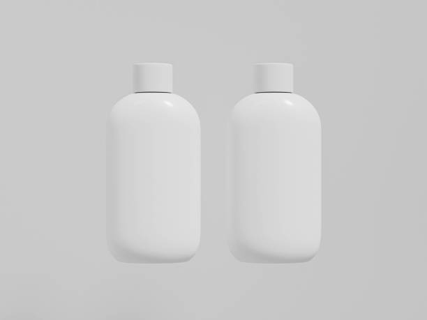 istock oval bottles with round shape skrew cap mockup, front view oval shape PET plastic bottles, squeeze liquid skincare and cosmetic bottles, personal care product tube packaging, skrew cap HDPE container 2194654443