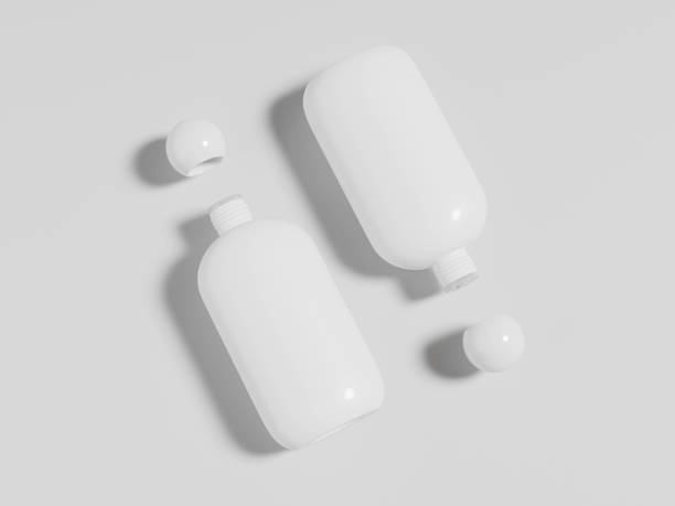 oval bottle with round shape skrew cap mockup, front view oval shape PET plastic bottle, squeeze liquid skincare and cosmetic product tube packaging, open skrew cap HDPE container mockup botella ovalada con maqueta de tapa skrew de forma redonda, botella de plástico pet ovalada de vista frontal, empaque de tubo de productos cosméticos y cuidado de la piel líquido exprimible, maqueta de contenedor de hdpe con tapa skrew abierta