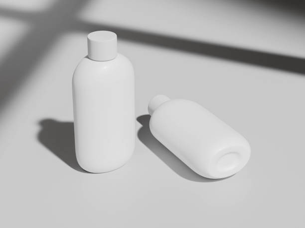 istock oval bottles with round shape skrew cap mockup, front view oval shape PET plastic bottles, squeeze liquid skincare and cosmetic bottles, personal care product tube packaging, skrew cap HDPE container 2194654471