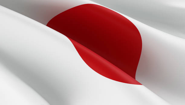 Flag of Japan blowing in the wind. 3D illustration