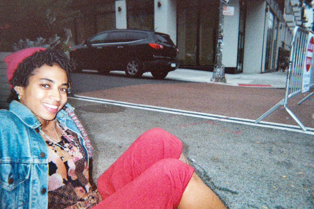 istock Young woman in Williamsburg shot on disposable camera 2194667823