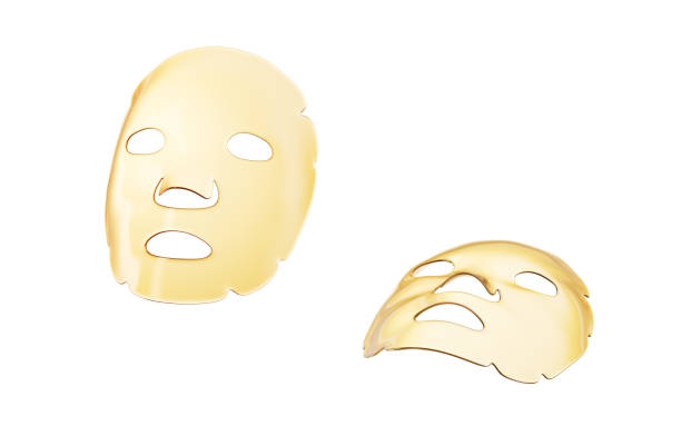 Transparent facial mask with cosmetics concept, 3d rendering. 3D illustration.