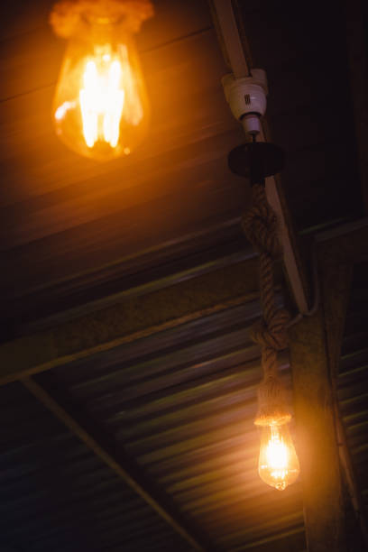 istock Vintage light bulb in the dark room. Selective focus. 2194679433