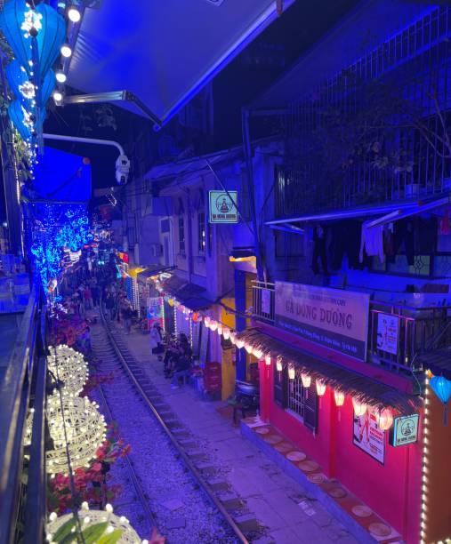 istock Train Street Hanoi by night 2194682122