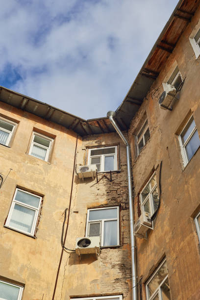istock An old plastered apartment building is viewed 2194684761