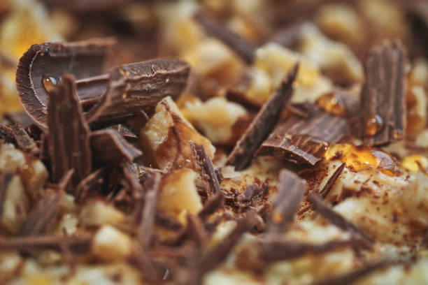Close-Up of Sweet Butter Board with Chocolate Shavings and Nuts