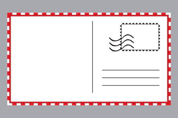 istock Postcard vector icon. Airmail border detail. Black postal stamp. White background shape. 2194688614