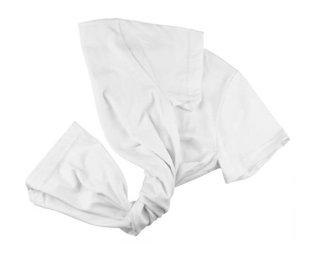 istock White folded t-shirt isolated on white. Flat lay. 2194700162