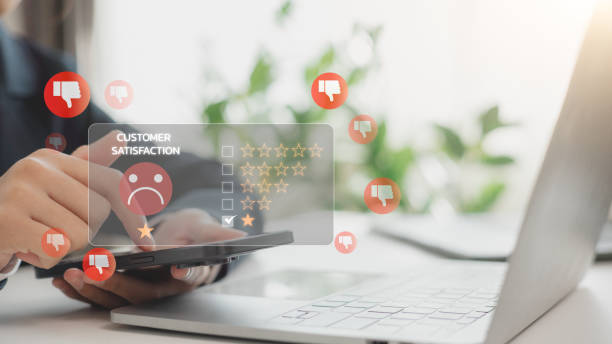 istock Customer Experience Dissatisfied Concept. Bad reviews and service dislike are poor quality, low ratings, and bad social media, which is not good. 2194701878