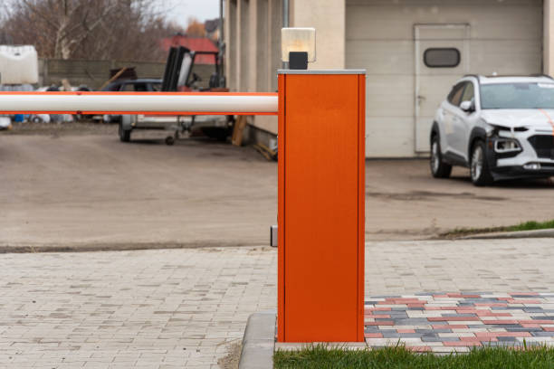 istock An automatic barrier gate stands closed at a parking lot entrance, ensuring secure access for vehicles at this commercial location 2194702989