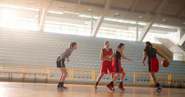 istock Basketball Female Team Training At Court 2194706564