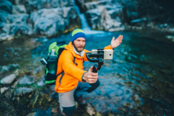 istock Traveller hiking and vlogging 2194707118