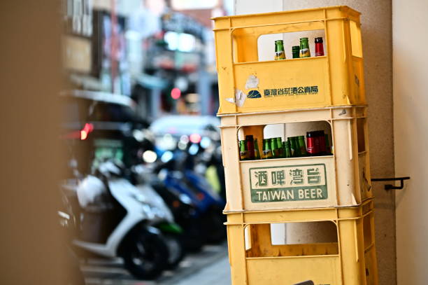 Taiwan - Jan 12, 2025: Taiwan Beer’s iconic yellow crates, not just containers, but a cultural symbol tied to countless gatherings, celebrations, and everyday enjoyment in Taiwan.
