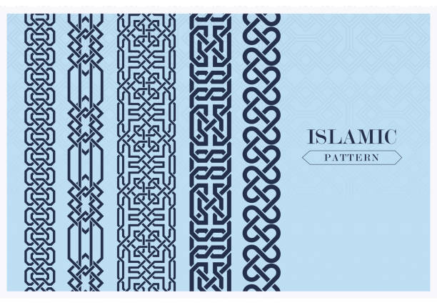 stockillustraties, clipart, cartoons en iconen met arabic border geometric pattern, islamic decorative frame and seamless borders. - arabische stijl