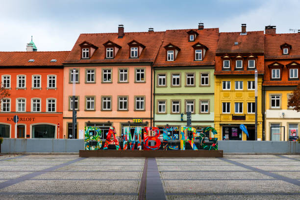 Bamberg, Germany - October 31, 2024: Letters Bamberg on the market square in Bamberg in bavaria in Germany