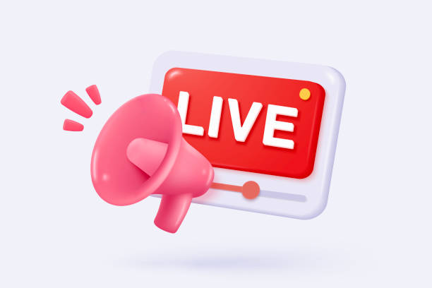istock 3D live stream icon on social media browser, emotion in cinema frame. Social media playing video promote the idea of passive revenue generation. 3D live entertainment icon vector render illustration 2194716017