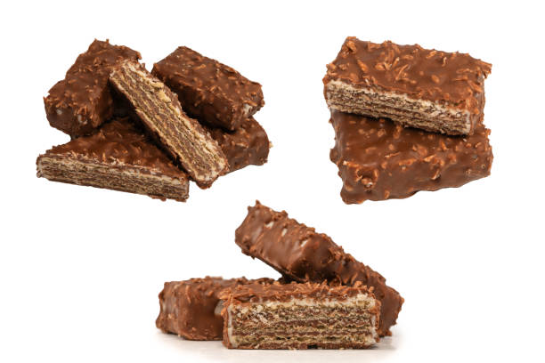 istock Chocolate coconut wafer bar isolated on white background. 2194716348