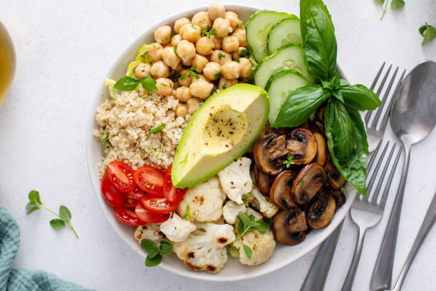 istock Healthy quinoa buddha bowl with grilled chicken 2194717888