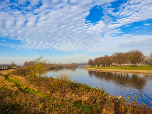 Beautiful clouds over the river Trent in nottingham, UK.