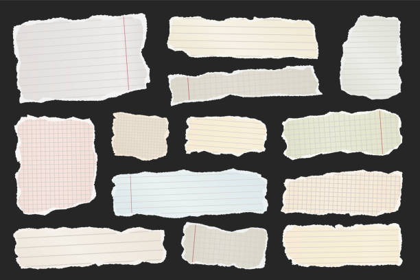 istock Ripped paper strips. Realistic crumpled paper scraps with torn edges. Shreds of notebook, book or old newspaper pages. Trendy collage elements. Vector illustration 2194720788