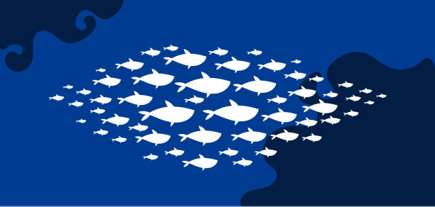 istock Fish shoal ocean seaweed underwater silhouette concept. Vector flat graphic design illustration 2194720908